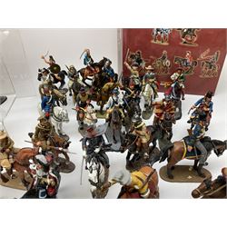 Ninety Del Prado cast metal mounted figures with two modern binders of periodicals entitled 'Cavalry Through The Ages'