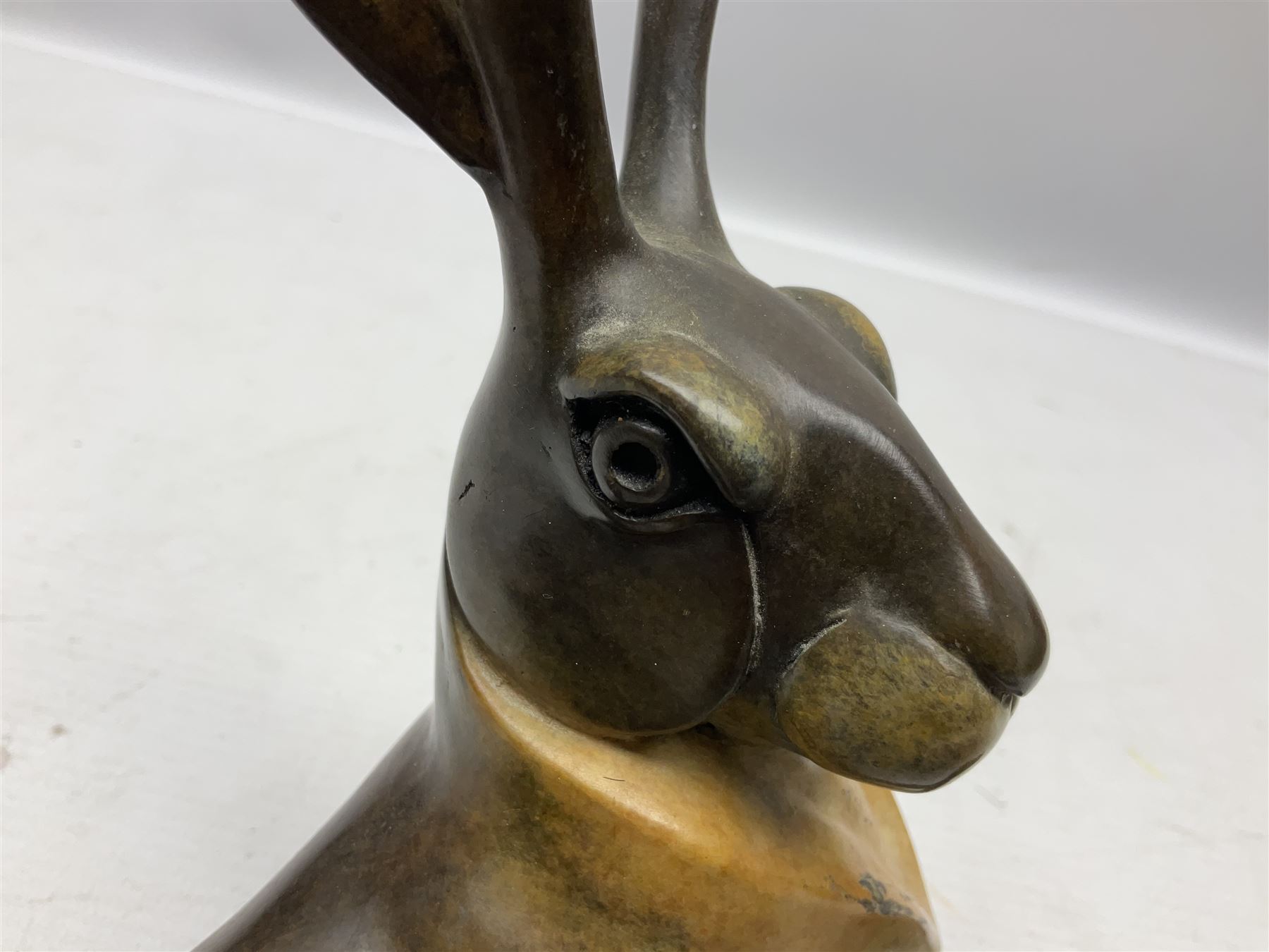 David Meredith (British 1973 - ), Lying Hare, patinated bronze, signed and limited edition 36/75, H17cm 