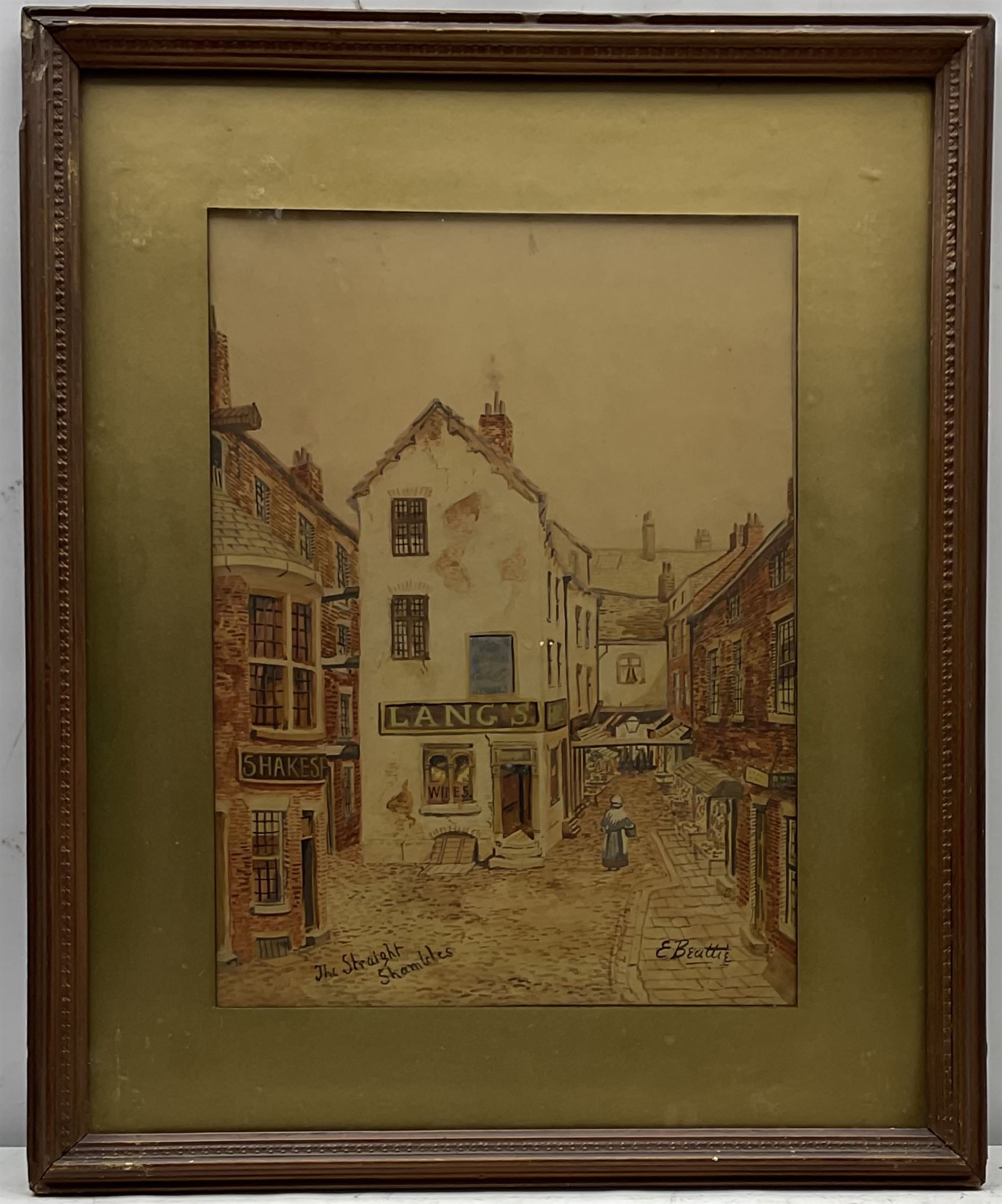 Edwin Robert Beattie (British 1845-1917): 'The Straight Shambles' Preston, watercolour signed 33cm x 24cm