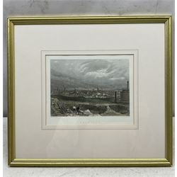 George Hawkins (British 1819-1852) after William Richardson (British fl.1842-1877): 'Whitby Abbey Church Yorkshire from the South West', lithograph with hand colour 30cm x 48cm; After Henry Warren (British 1794-1879): 'Leeds' 'Bradford' and 'Hull', set three engravings with hand colour 14cm x 19cm (4)