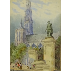  H* S* (19th century): 'A Belgian Cathedral', watercolour monogrammed, titled verso 18cm x 13cm  