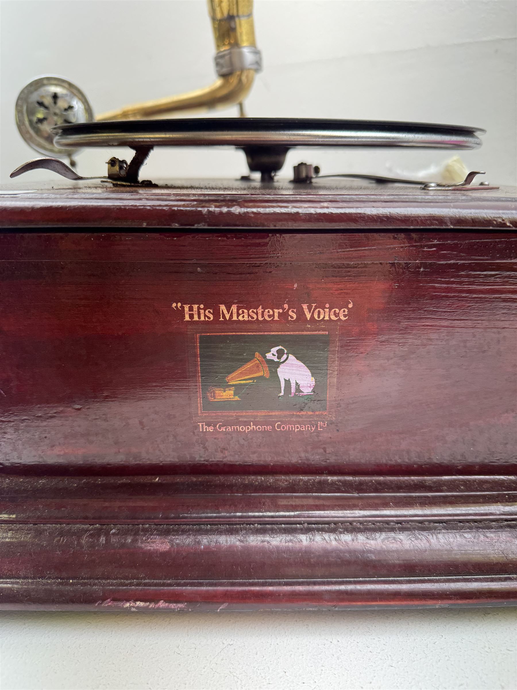 His Master's Voice gramophone, with brass horn