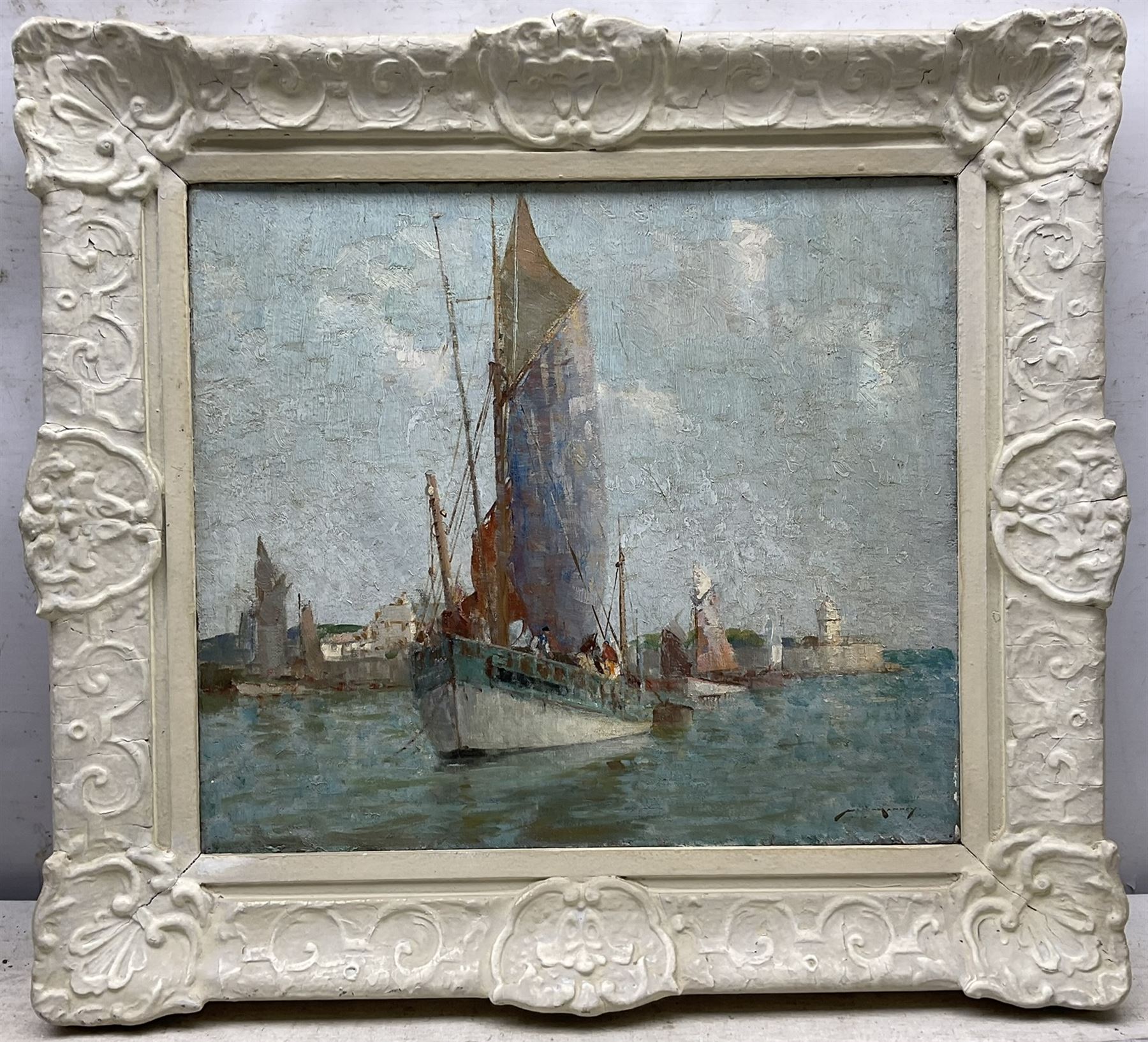 William Lee Hankey (British 1869-1952): 'Boats at Honfleur' and 'Ready for the Sea', pair oils on canvas signed, titled verso 35cm x 40cm (2)