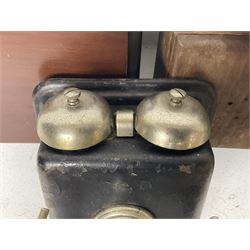 Two GPO wall mounted bell boxes, the first example marked no.1, and no.1A, together with three other wall mounted bell boxes 