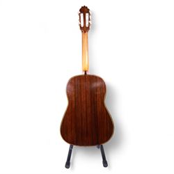 'The Moor Relic' classical guitar, with aged finish and abalone inlay, made by Geoff Hall, stringed instrument maker