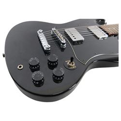 Gibson Epiphone SG G-310 six string electric guitar, with ebony finish and black scratch guard, serial no. JI99040128, L99cm