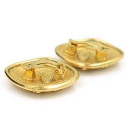 Chanel pair of gilt rhombus design clip-on earrings, circa 1990's