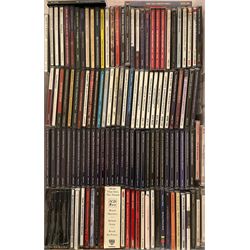 A large collection of mostly Jazz CD's including Kay Starr, Frank Sinatra, Ella Fitzgerald, Glenn Miller, Bing Crosby and other music in four boxes (400+)