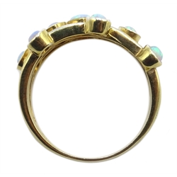 Silver-gilt multi opal stone set ring, stamped Sil
