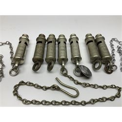 Seven Hull City Police 'Metropolitan' whistles, three with chains (7)