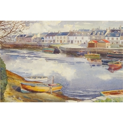  Scottish Inlet and Quayside, watercolour signed and dated 1971 by W F Chalmers (20th century) 34cm x 50cm  