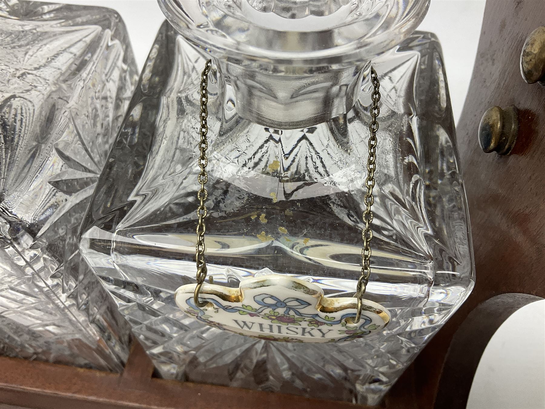 Late 20th century mahogany and silver plated two cut glass