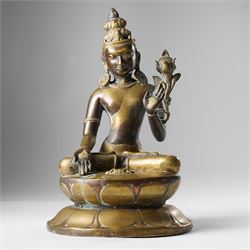 Gilt-bronze figure of Padmapani Lokeshvara, possibly Nepalese, H32cm
