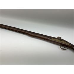 19th century flintlock musket for restoration or display, the mahogany full stock stamped J6124 with brass mounts, lock stamped LONDON, lacking ramrod L153cm