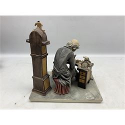 Two Capodimonte figures, comprising The Watchmaker by Curiase and Tramp Seated on a Bench, created by D.Bonalberti, tallest example H24cm