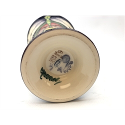  Moorcroft Homemaker pattern trumpet shaped vase, designed by Emma Bossons ltd. ed. 23/150, H15.5cm  