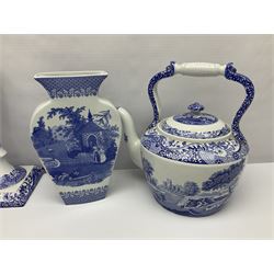 Spode Italian pattern ceramics, including pair of candlesticks, teapot, serving dish, salt and pepper together with Spode Zoological vase etc