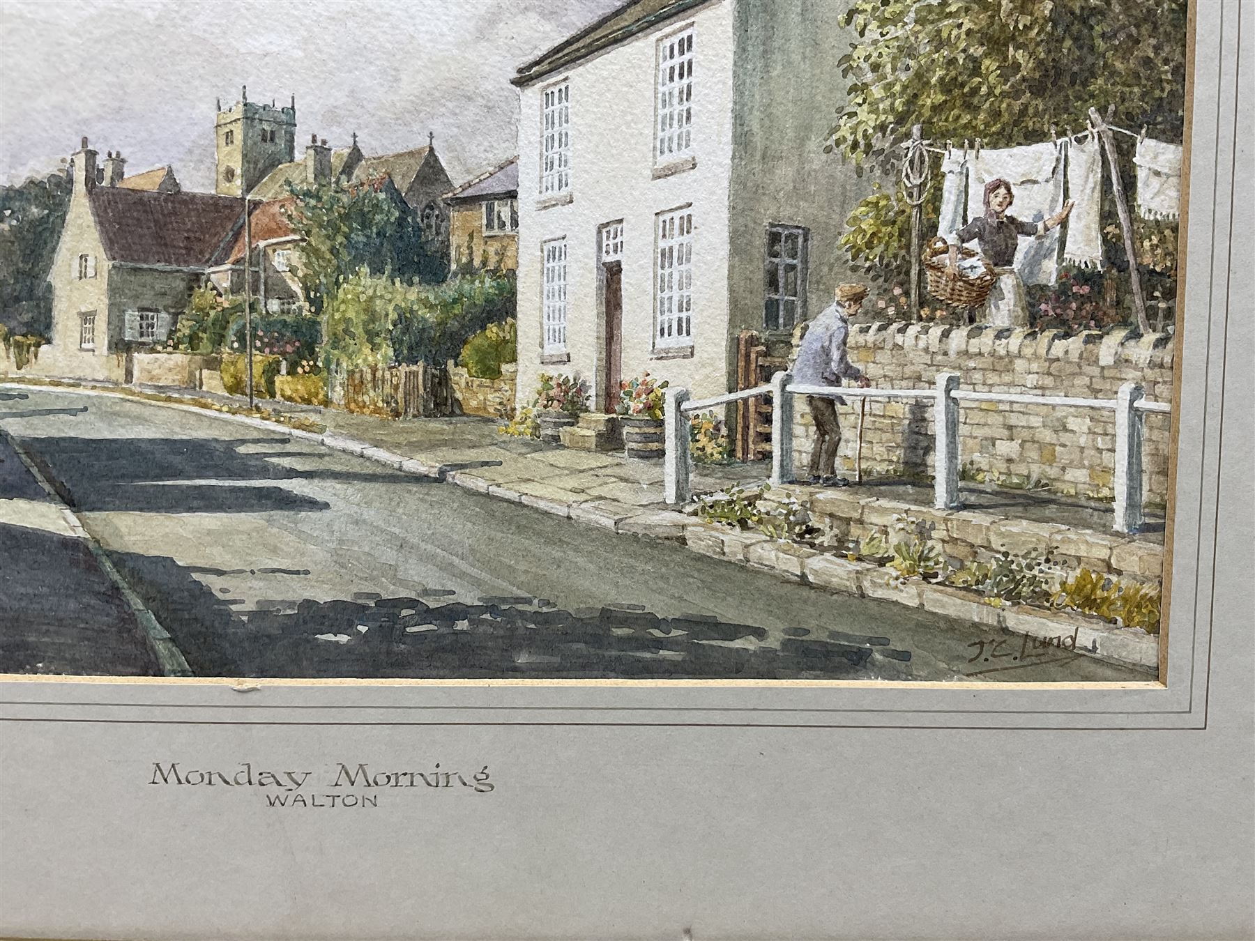 John Cecil Lund (British 1932-): 'Monday Morning - Walton' and 'Village Pond', two watercolours signed, titled on the mount, max 19cm x 32cm (2)