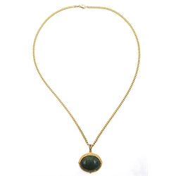  9ct gold jade pendant necklace stamped 375  