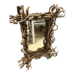 Mirror with a rootwood frame, H100cm