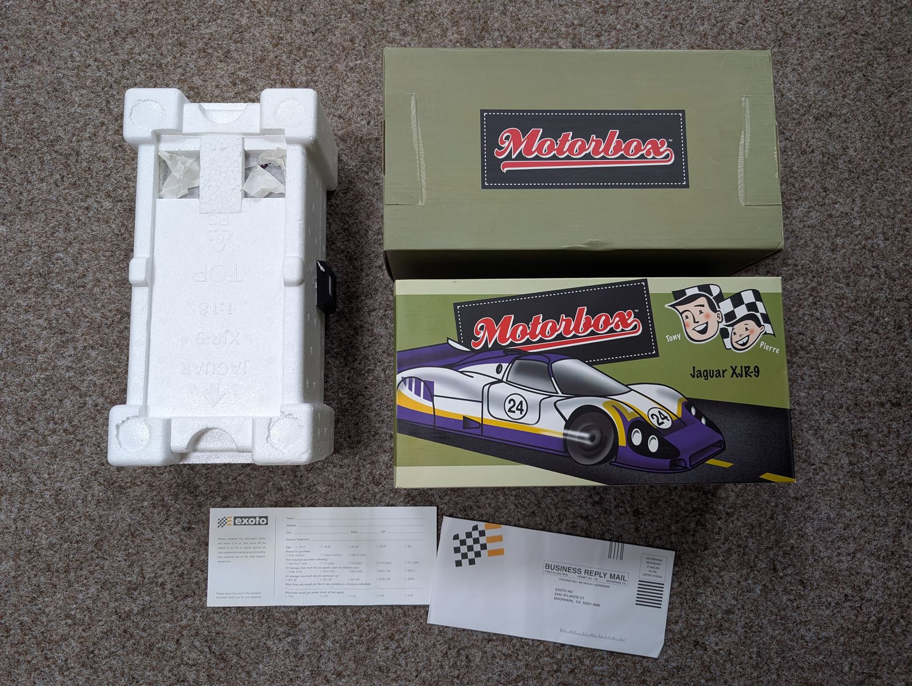 Motorbox Exoto 1988 Jaguar XJR-9LM #1 Le Mans 24 Hours car driven by Martin Brundle/John Nielsen, boxed