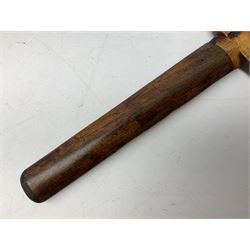 19th century South East Asian Kris, 32cm naturalistic wavy edge blade, carved walnut grip, figured walnut scabbard, 39cm overall