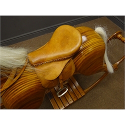  Ply wood carved rocking horse, 'Wayside Rockers Evesham P & A.J. Taylor', L175cm  