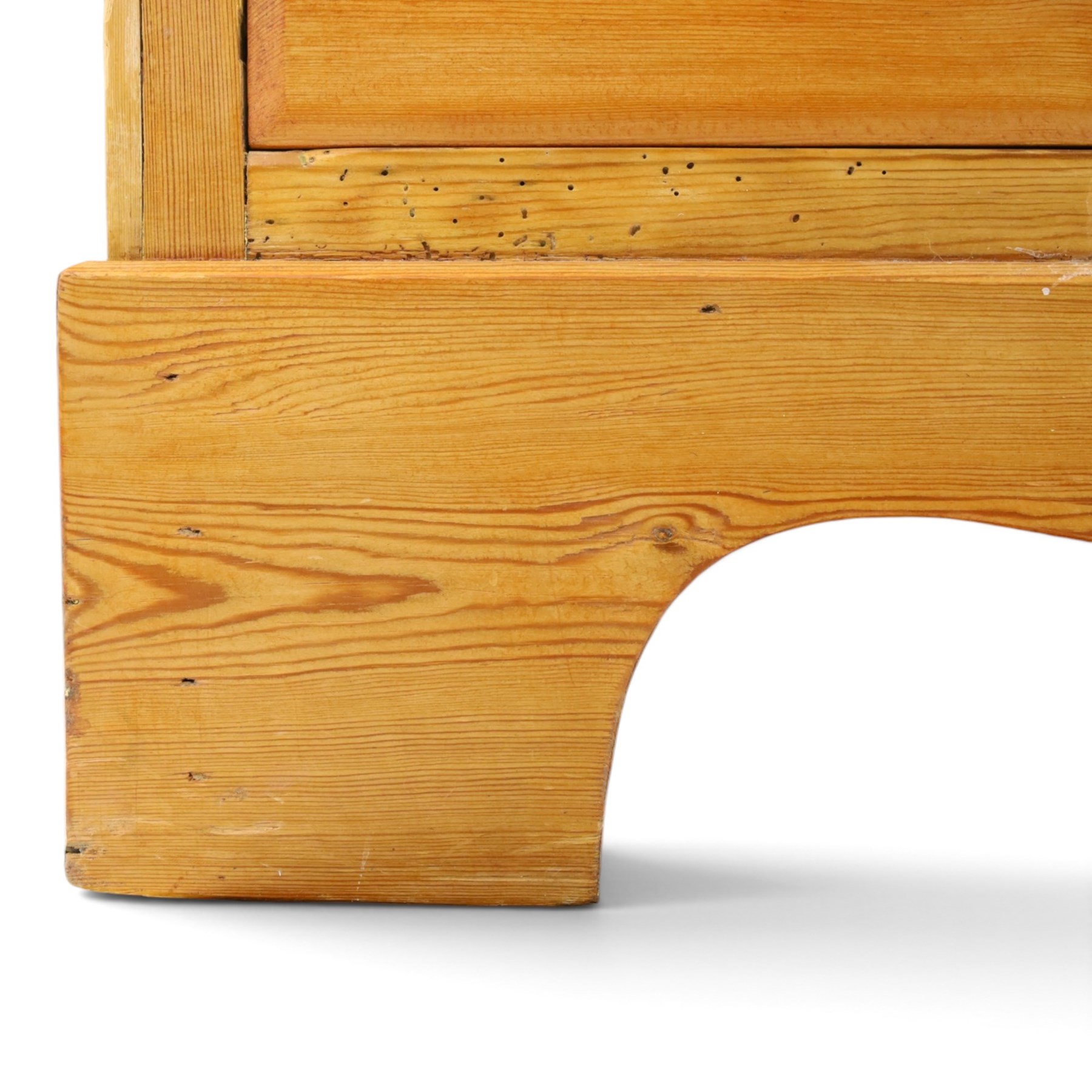 Victorian pine chest, galleried three quarter top, fitted with two short and two long drawers. with shaped apron and supports