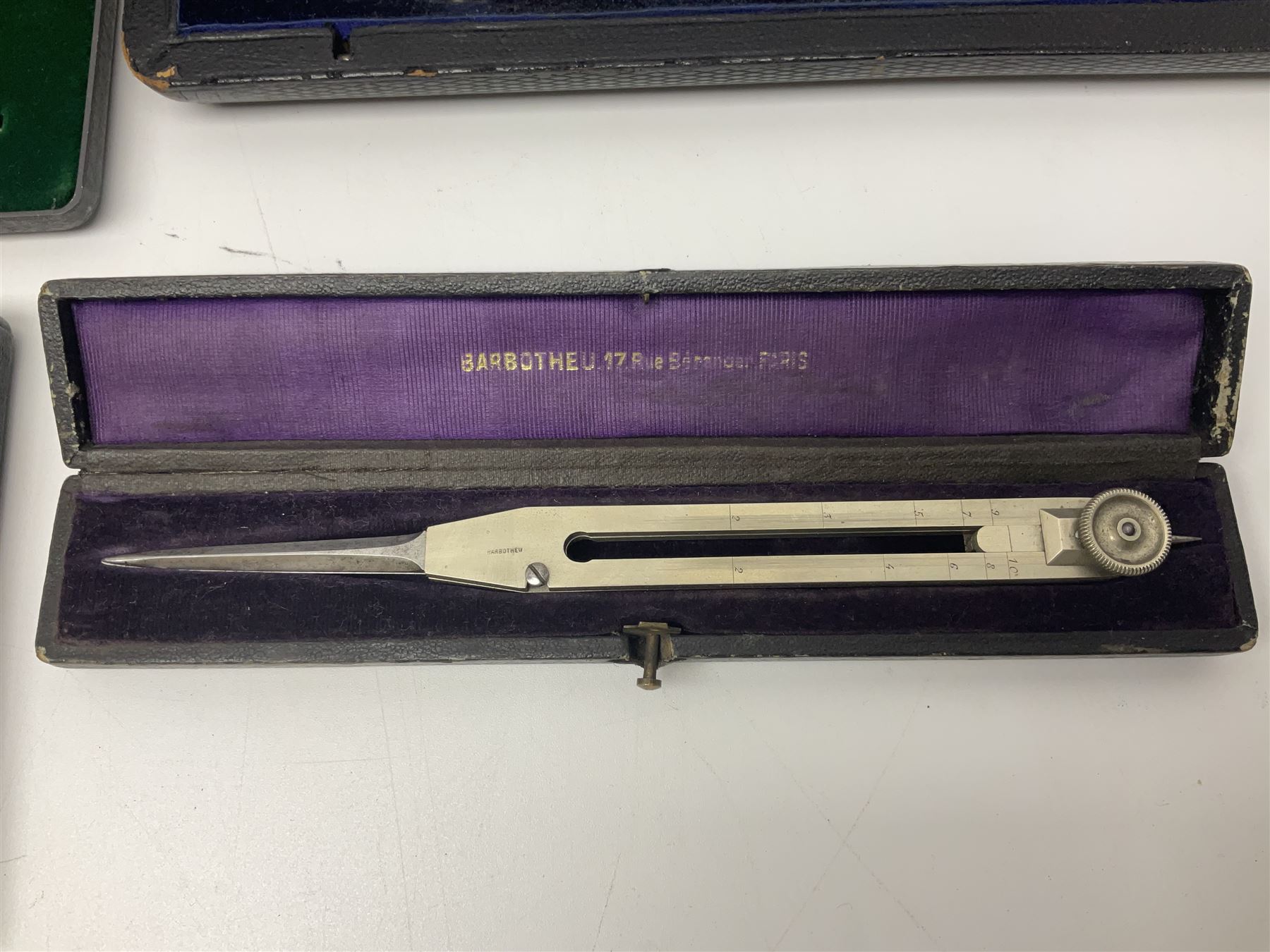 J Halden & Co cased drawing set, together with other cased drawing sets, including examples from prazision garantie and Kern Swiss 