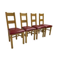 Set four oak dining chairs, upholstered seats