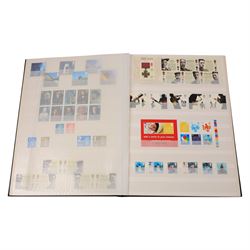 Great British stamps, including Queen Elizabeth II mint decimal stamps, face value of usable postage approximately 150 GBP, first day covers, etc, in two boxes
