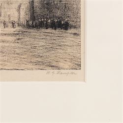 Luigi Kasimir (Austrian 1881-1962): Munich, etching signed in pencil 12.5cm x 19.5cm: Herbert Hampton (British 1862-1929): Westminster Abbey, etching signed in pencil 32cm x 23cm (2)