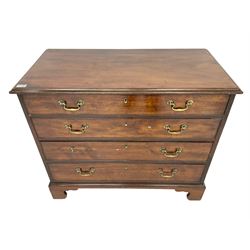 George III mahogany chest, the rectangular top with moulded edge over four graduating cock beaded drawers, on bracket feet