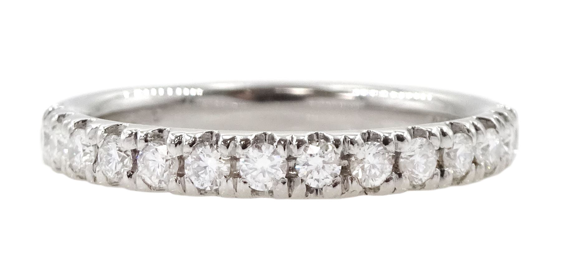 Platinum round brilliant cut diamond half eternity ring, hallmarked, total diamond weight approx 0.35 carat