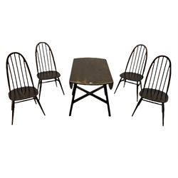 Ercol - drop leaf dining table and four hoop and stick back chairs 