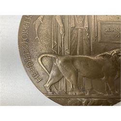 WWI bronze death plaque - John Stuart Phelps