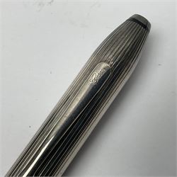Cross sterling silver fountain pen, having fluted barrel and cap, stamped 