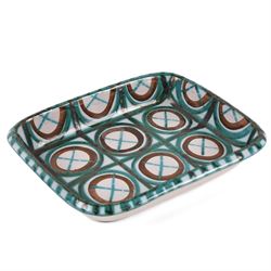 Robert Picault rectangular dish, Vert et Brun decoration, L24cm, D18cm