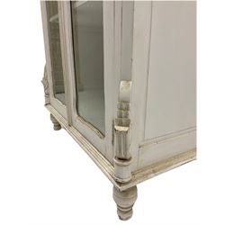 French white painted armoire cabinet, fitted with two glazed display doors
