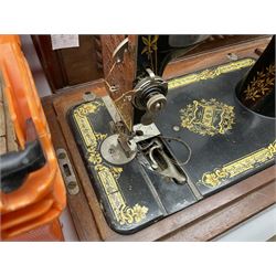 Composite figure of a Roman chariot, together with Olympia NK4040 camera, sewing machine and other collectables, in two boxes  