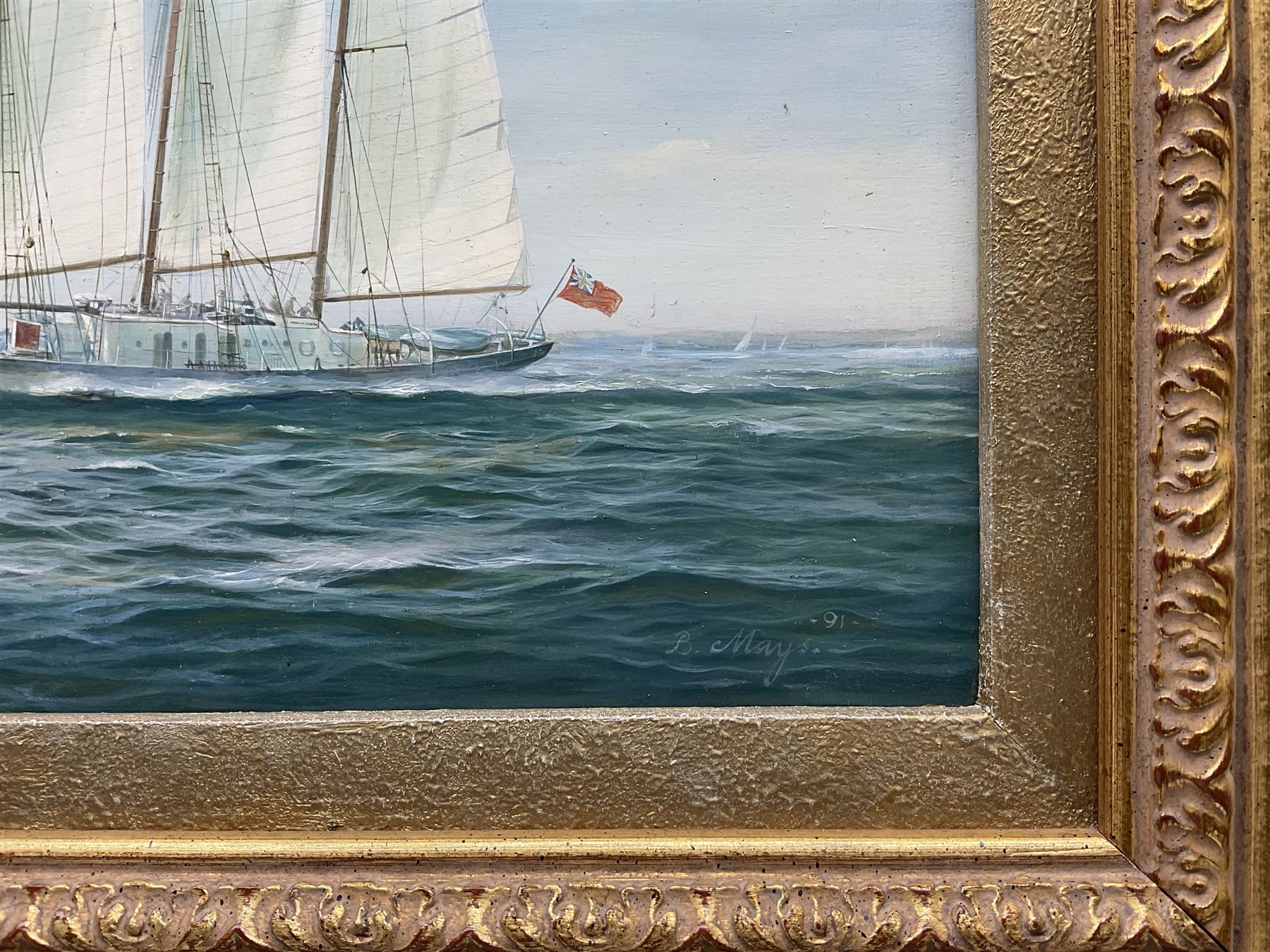 Brian Mays (British 1938-2005): Training Ship 'Sir Winston Churchill', oil on canvas signed, titled and dated 1991 verso 29cm x 44cm 
Provenance: direct from the family of the artist.
