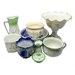 Addison ceramic bathroom set, including jug and bowl and chamber pot, together with a large BWM & Co blue and white bowl, in Field Flowers pattern, GH Mcdonald jardinere and planter, etc
