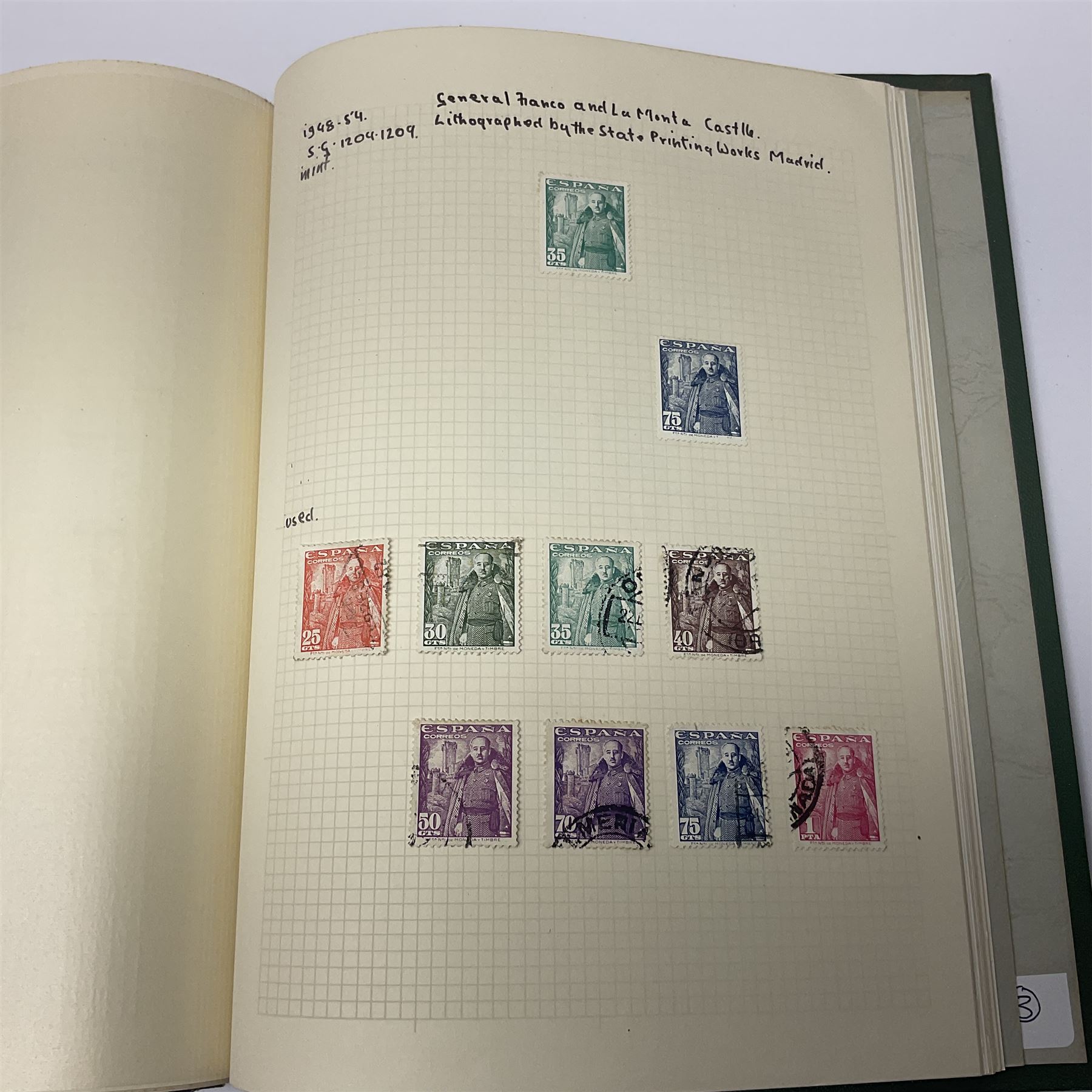 1850s and later mostly Spanish stamps including, imperf examples, some mint stamps, commemorative issues etc, housed in two albums 