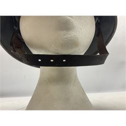 WW2 German Luftwaffe M40 double decal steel helmet with liner and chin strap; impressed 506 to back skirt; indistinct stencil type name(?) to inside