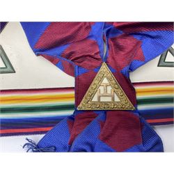 Quantity of Masonic regalia to include aprons, sashes, manuals, etc