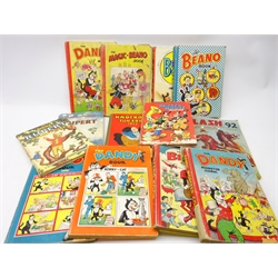   The Dandy Monster Comics, Lion Annual 1954, The Magic-Beano Book 1950 (a/f), Mickey Mouse annuals, Roy Rogers Cowboy Annuals, The Beano Book 1951, 52 & 66, More Rupert Adventures 1952, Rupert 1955 & Adventures of Rupert 1950, Buffalo Bill Wild West Annuals etc   