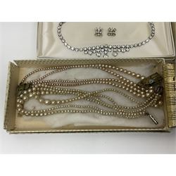 9ct gold and silver paste stone set ring, 9ct gold oddments and a collection of costume jewellery