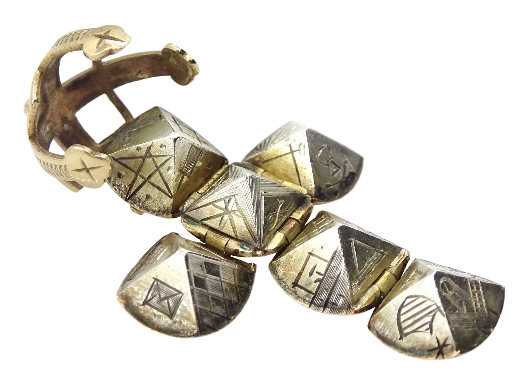 Gold and silver Masonic folding orb pendant