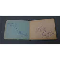  Autograph album dated 1956 with signatures of various entertainers etc including Leslie Crowther, Benny Hill, Lana, Bernard Braden, George Robey, Lita Roza, Albert Semprini etc  