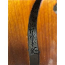 1920s continental large viola with 42cm two-piece maple back and ribs and wide grain sprucewood top with guarnerie sound holes, bears label 'Werner Alajos Budapest', overall length 69cm; in modern carrying case